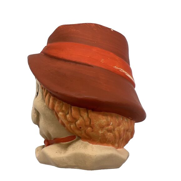 Vtg 1989 Lefton Halloween Scarecrow Ceramic Candle Holder Head Vase Fall Autumn - Picture 4 of 16